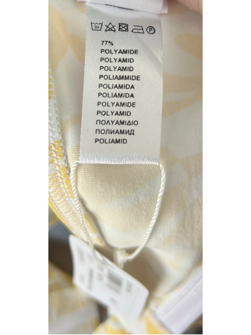 Eres Octopus Cora Strapless Bandeau Bikini Top Yellow White Print FR 44 US 12